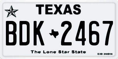 TX license plate BDK2467