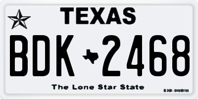 TX license plate BDK2468