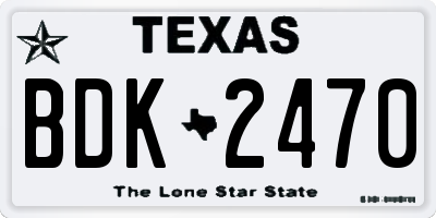 TX license plate BDK2470