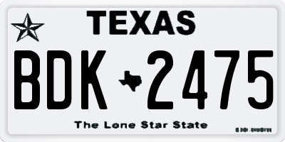 TX license plate BDK2475