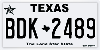 TX license plate BDK2489