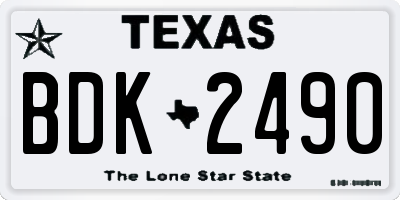 TX license plate BDK2490