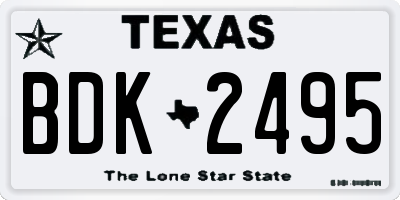 TX license plate BDK2495