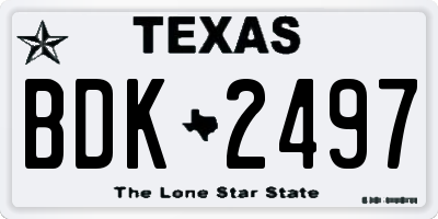 TX license plate BDK2497