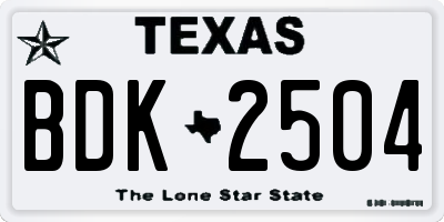 TX license plate BDK2504