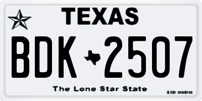 TX license plate BDK2507
