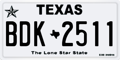 TX license plate BDK2511