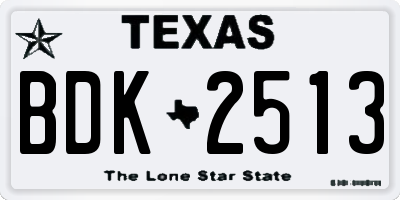 TX license plate BDK2513