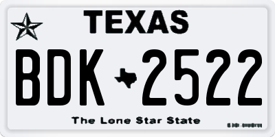 TX license plate BDK2522