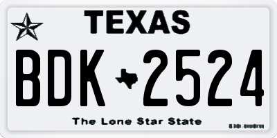 TX license plate BDK2524