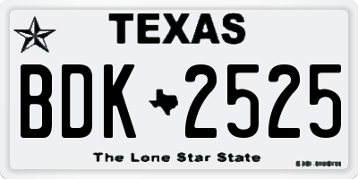 TX license plate BDK2525