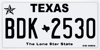 TX license plate BDK2530
