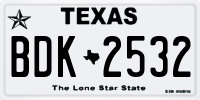 TX license plate BDK2532