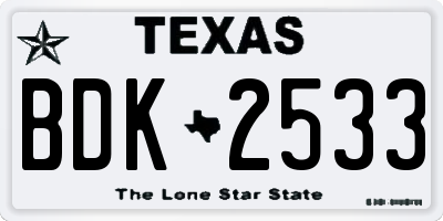 TX license plate BDK2533