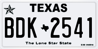 TX license plate BDK2541