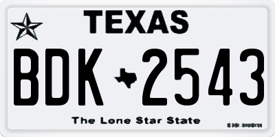TX license plate BDK2543