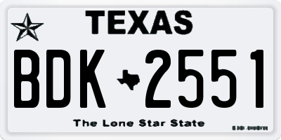 TX license plate BDK2551