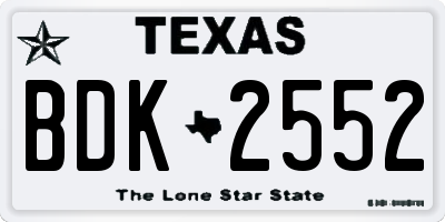 TX license plate BDK2552