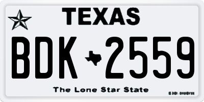 TX license plate BDK2559