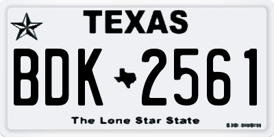 TX license plate BDK2561