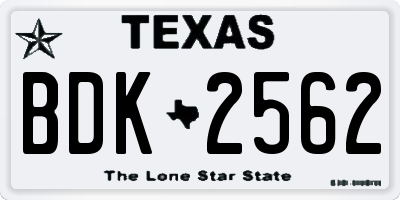 TX license plate BDK2562