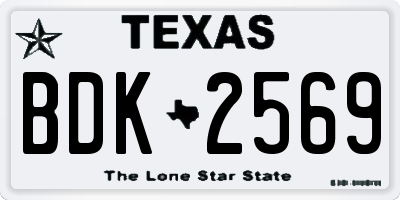 TX license plate BDK2569