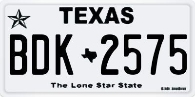 TX license plate BDK2575