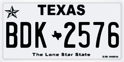 TX license plate BDK2576