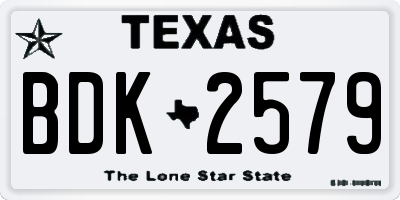 TX license plate BDK2579