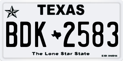 TX license plate BDK2583