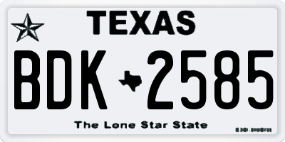 TX license plate BDK2585