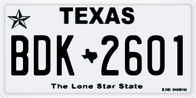 TX license plate BDK2601