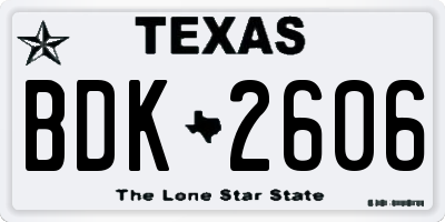 TX license plate BDK2606