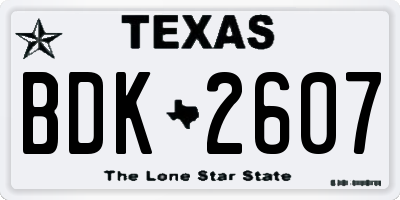 TX license plate BDK2607