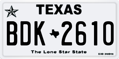 TX license plate BDK2610