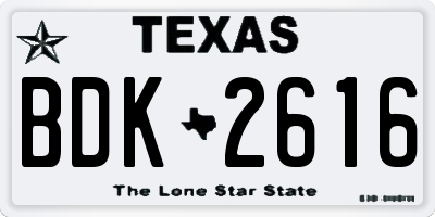 TX license plate BDK2616
