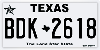 TX license plate BDK2618