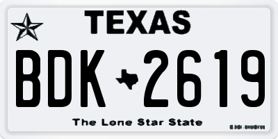 TX license plate BDK2619