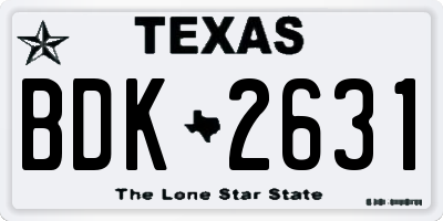 TX license plate BDK2631