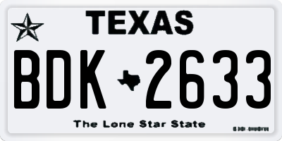 TX license plate BDK2633