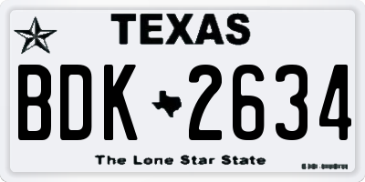 TX license plate BDK2634