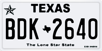 TX license plate BDK2640