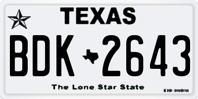TX license plate BDK2643