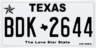 TX license plate BDK2644