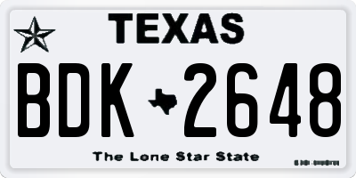 TX license plate BDK2648