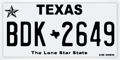 TX license plate BDK2649