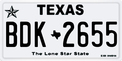 TX license plate BDK2655