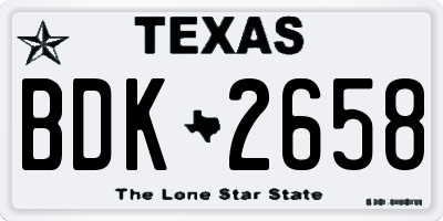 TX license plate BDK2658