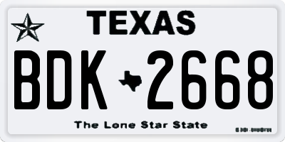 TX license plate BDK2668