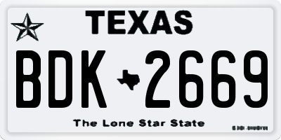 TX license plate BDK2669